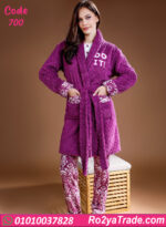 بيجامة حريمي شتوي 3 قطع بالروب