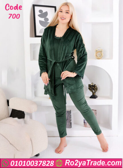 طقم قطيفة 4 قطع شتوي