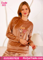 بيجامة قطيفة حريمي شتوي