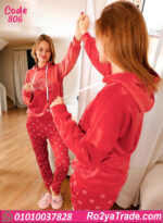 بيجامة قطيفة حريمي بقبعة