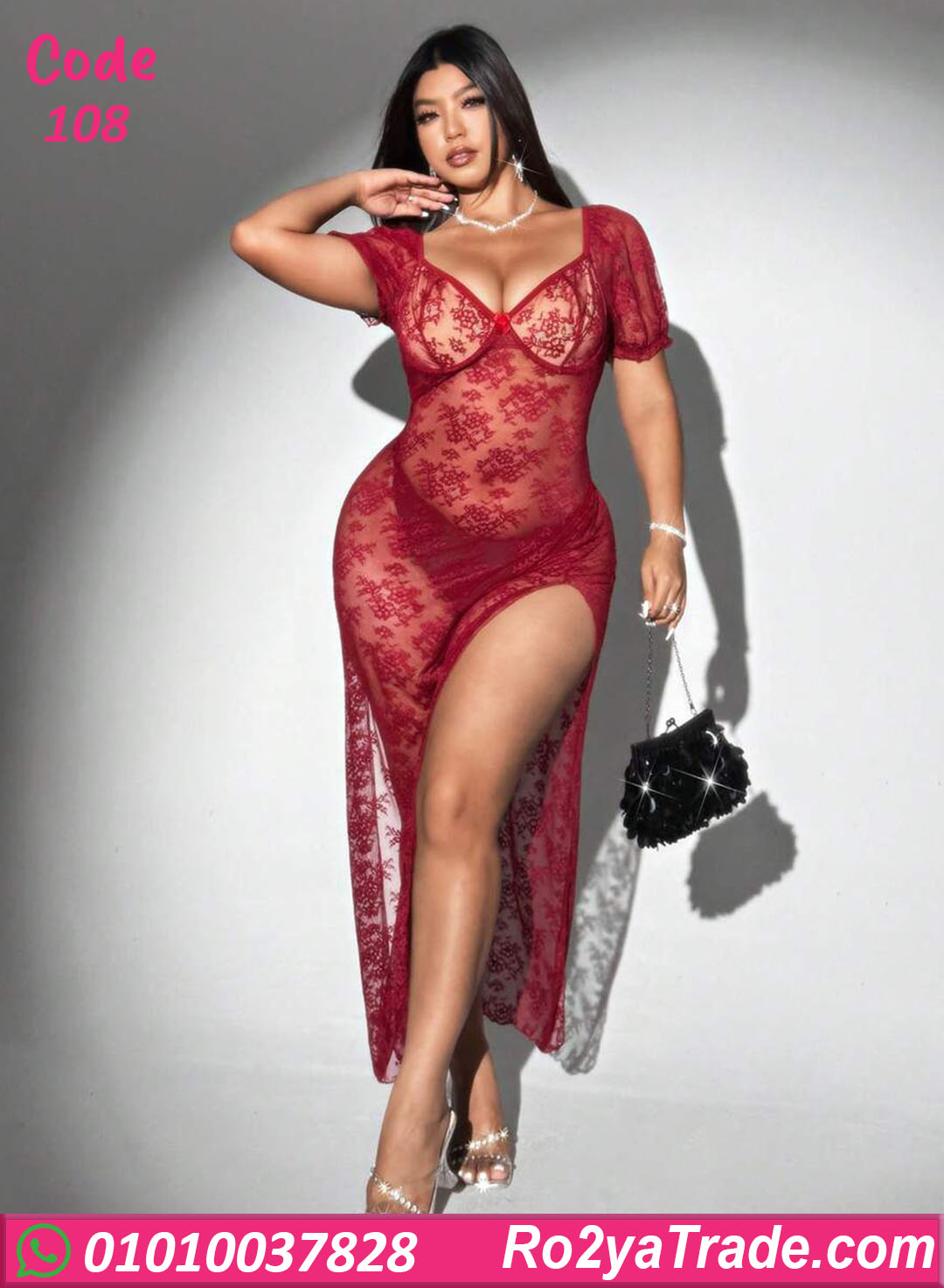 108-5 لانجري طويل دانتيل