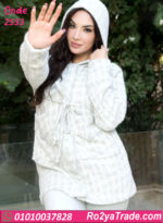 بيجامة شتوي حريمي قطعتين بقبعة