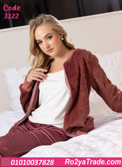 بيجامة شتوي 3 قطع حريمي