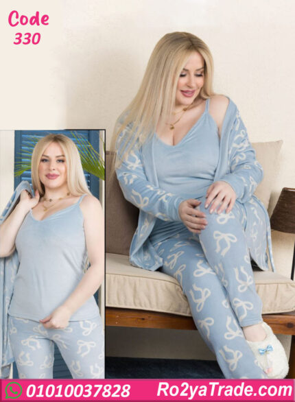 بيجامة شتوي 3 قطع حريمي