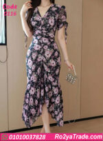 دريس صيفي طويل ورد مطبوع – كود 0116