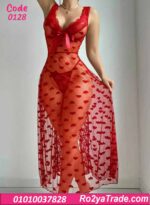 لانجري طويل شفاف قلوب