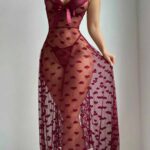 لانجري طويل شفاف قلوب