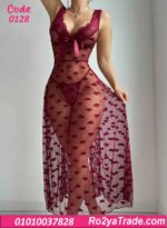 لانجري طويل شفاف قلوب