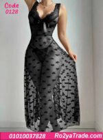 لانجري طويل شفاف قلوب