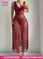 لانجري طويل شفاف قلوب