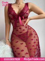 لانجري طويل شفاف قلوب