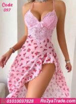 ⁦لانجري صيفي طويل وردي دانتيل – كود 097⁩ - الصورة ⁦5⁩