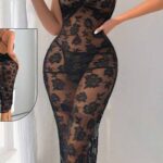 لانجري طويل دانتيل شفاف