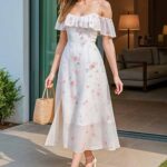 فستان صيفي طويل وردي