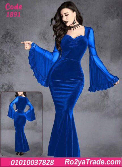 فستان شتوي طويل مخمل ميرميد