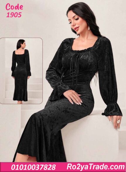 فستان شتوي طويل مخمل