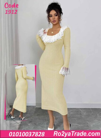 فستان شتوي طويل تريكو