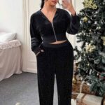 بيجامة شتوي قطيفة حريمي