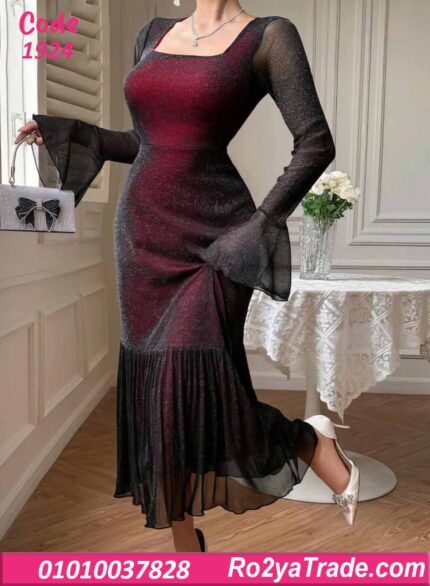 فستان صيفي طويل لامع