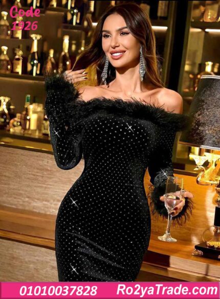 فستان شتوي قصير قطيفة