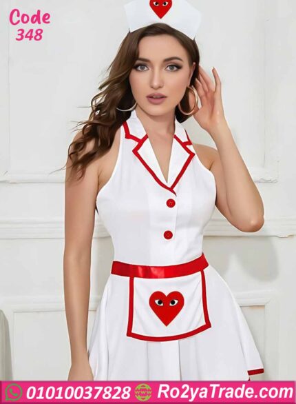 لانجري تنكري ممرضة أبيض في أحمر