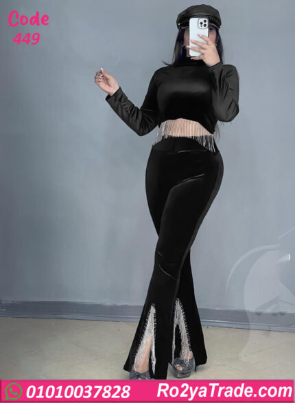 طقم قطيفة ترنج شتوي حريمي