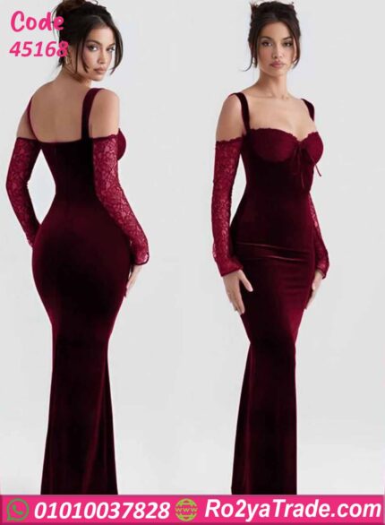 فستان شتوي أسود طويل