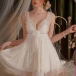 لانجري شيفون أبيض قصير