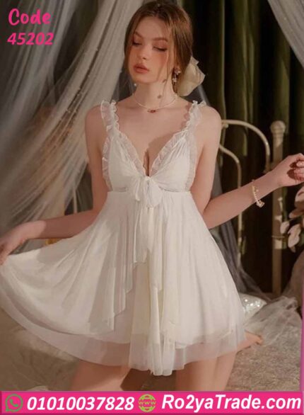 لانجري شيفون أبيض قصير