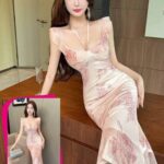 دريس صيفي طويل ورد  - كود 45242