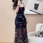 دريس صيفي طويل شيفون أسود