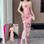 دريس صيفي طويل بينك ورد