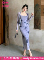 فستان صيفي طويل موف فاتح