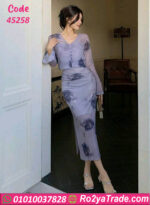 فستان صيفي طويل موف فاتح