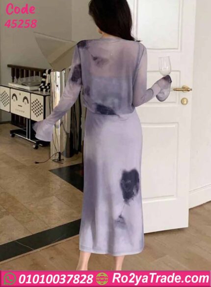 فستان صيفي طويل موف فاتح