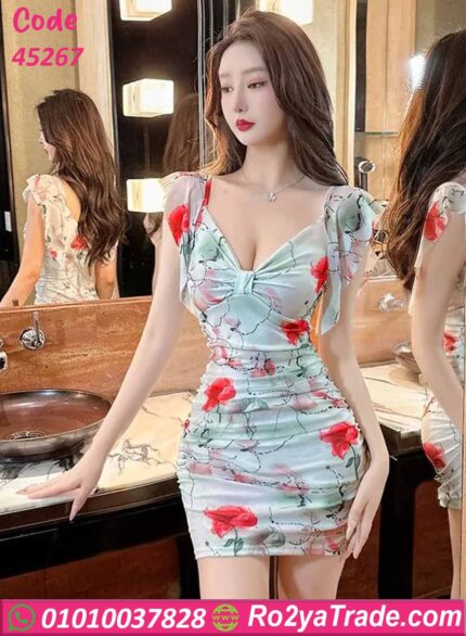 فستان صيفي قصير ورد