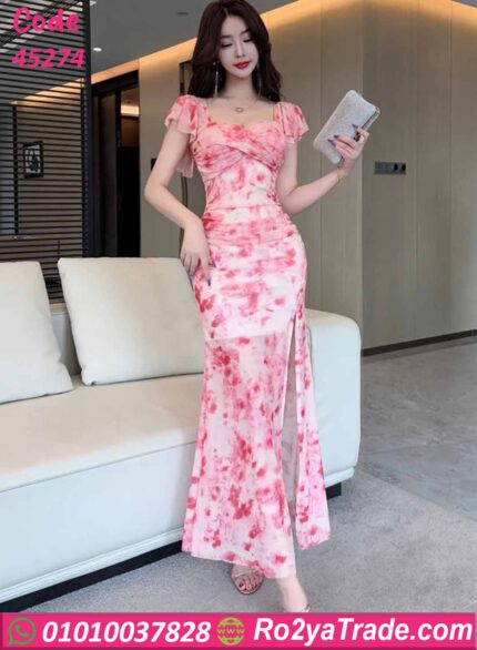 فستان صيفي طويل ورد