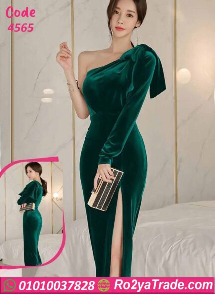 فستان شتوي طويل قطيفة