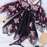 لانجري شيفون قصير ورد