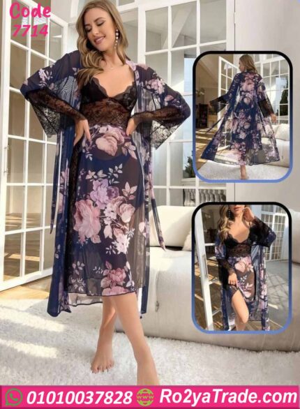 لانجري شيفون طويل بالروب