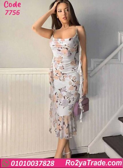 فستان صيفي طويل ورد