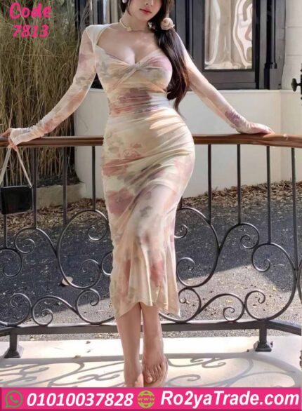 دريس شيفون مشجر طويل