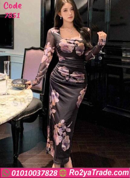 فستان صيفي طويل ورد