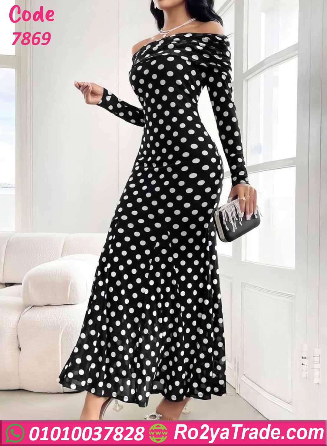 فستان صيفي طويل بولكا