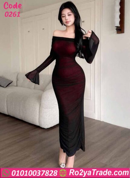 فستان صيفي طويل أوف شولدر