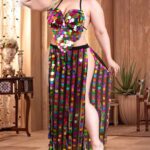 بدلة رقص شرقي بيج سايز ترتر ملون – كود 0420