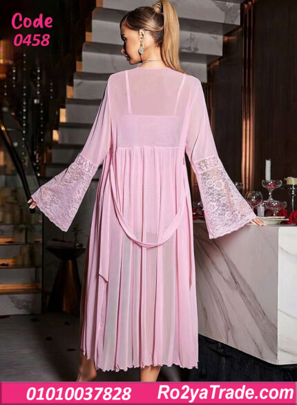 لانجري قصير دانتيل وردي