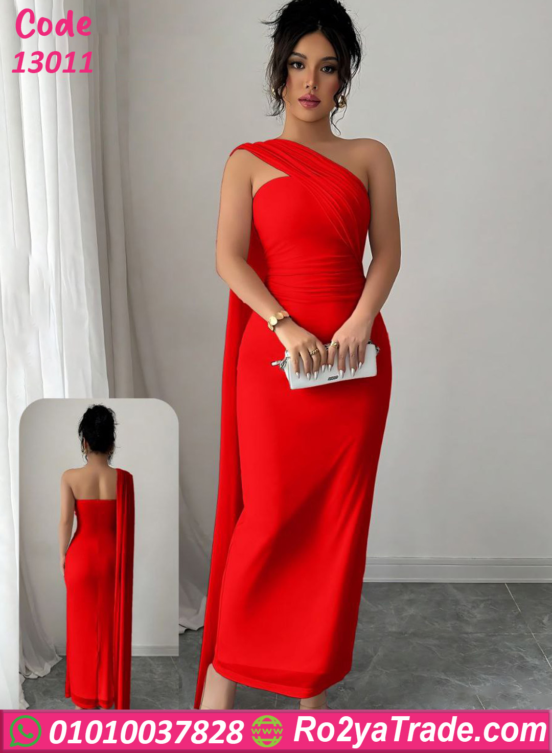فستان سواريه كتف واحد 13011