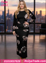 فستان طويل مزخرف بالورود 13012