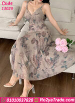 فستان صيفي طويل ورد 13029